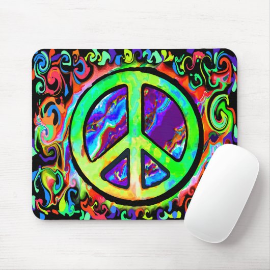 Psychedelic Peace Sign Mousepad (Mit Mouse)