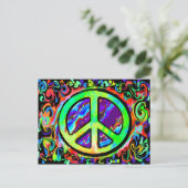 Psychedelic Peace Sign Postkarte (Stehend Vorderseite)
