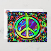 Psychedelic Peace Sign Postkarte (Vorne/Hinten)