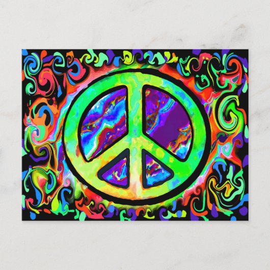 Psychedelic Peace Sign Postkarte (Vorderseite)