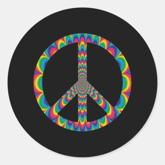 Psychedelic Peace Sign Runder Aufkleber (Vorderseite)