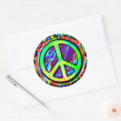 Psychedelic Peace Sign Runder Aufkleber (Umschlag)