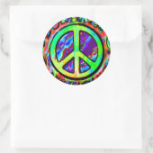 Psychedelic Peace Sign Runder Aufkleber (Tasche)