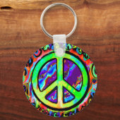 Psychedelic Peace Sign Schlüsselanhänger (Vorderseite)
