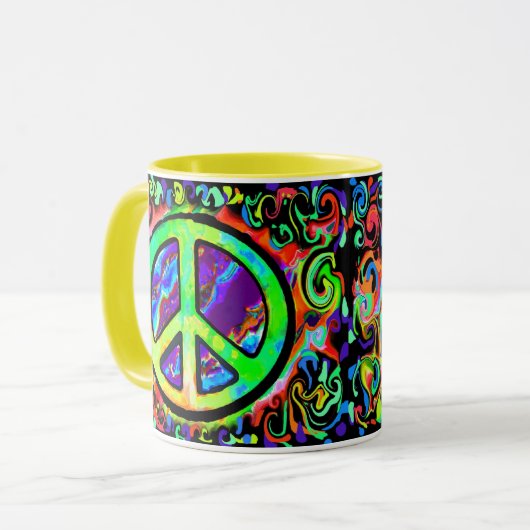 Psychedelic Peace Sign Tasse (Vorderseite Links)