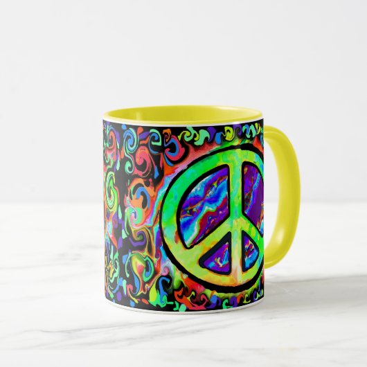 Psychedelic Peace Sign Tasse (VorderseiteRechts)