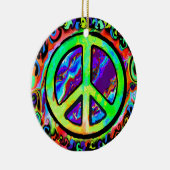 Psychedelic Peace Sign Weihnachten Keramik Ornament (Rechts)