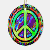 Psychedelic Peace Sign Weihnachten Keramik Ornament (Links)