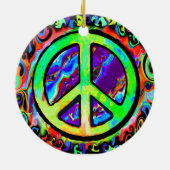 Psychedelic Peace Sign Weihnachten Keramik Ornament (Hinten)