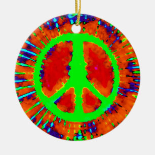 Psychedelic Peace Sign Weihnachten Keramikornament
