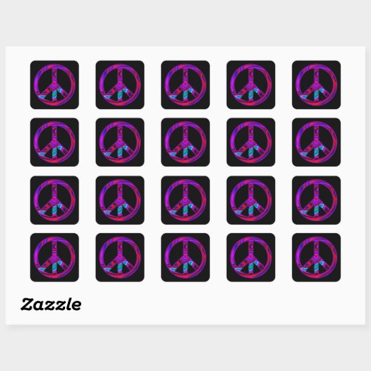 Psychedelic Peace Square Sticker (Blatt)