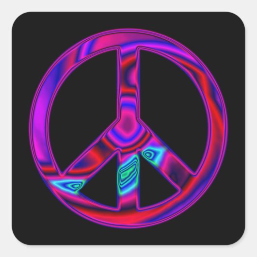 Psychedelic Peace Square Sticker (Vorderseite)