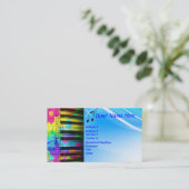 Psychedelic Piano Keyboard und Blume Visitenkarte (Stehend Vorderseite)
