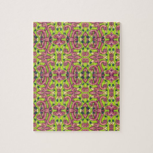 PSYCHEDELIC PINK FLAMINGO PUZZLE Spiegelbild (Vertikal)