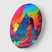 Psychedelic Pink Pyramid Princess Große Wanduhr (Winkel)