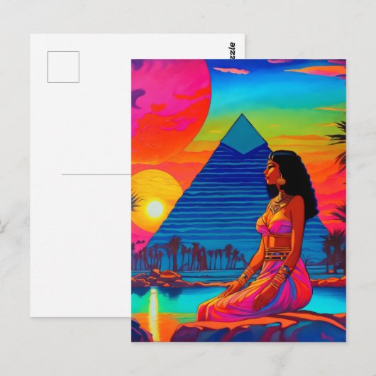 Psychedelic Pink Pyramid Princess Postkarte (Vorne/Hinten)
