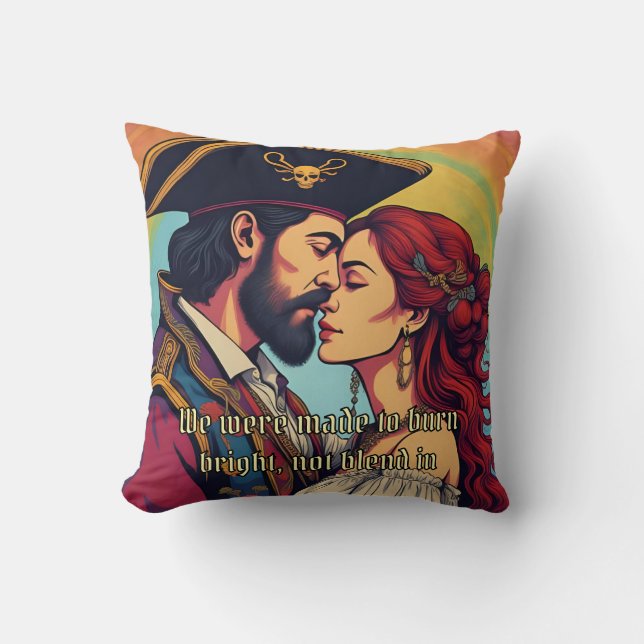 Psychedelic Pirate Couple - Bold Romance Kissen (Vorderseite)