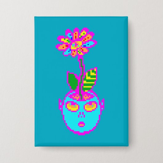 Psychedelic Pixel Art POT HEAD Button (Vorderseite)