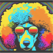 Psychedelic Poodle Dog Design Aufkleber (Vorderseite)