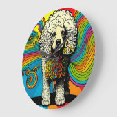 Psychedelic Poodle Dog Design Große Wanduhr (Winkel)
