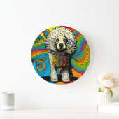 Psychedelic Poodle Dog Design Große Wanduhr (Zuhause)