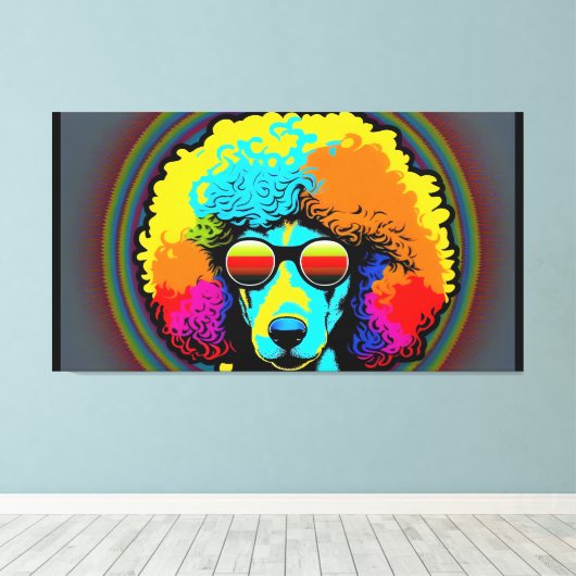 Psychedelic Poodle Dog Design Leinwanddruck (Insitu (Holzboden))