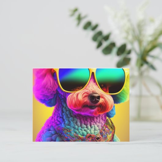 Psychedelic Poodle Postkarte (Stehend Vorderseite)