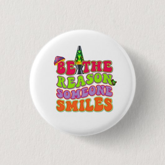 PSYCHEDELIC POSITIVE LAVA LAMP HIPPIE MUSHROOM BUTTON (Vorderseite)