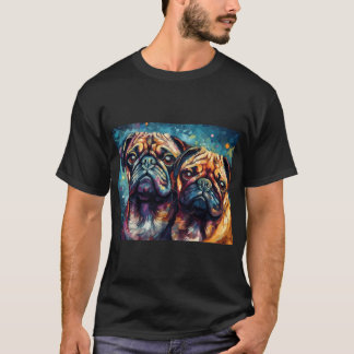 Psychedelic Pug Pals Digitale Malerei - Fauvist Co T-Shirt