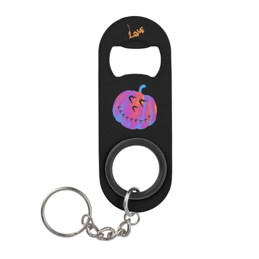 Psychedelic Pumpkin Heart Key Chain Mini Flaschenöffner (Vorderseite)