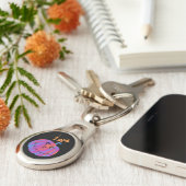 Psychedelic Pumpkin Heart Key Chain Schlüsselanhänger (Seite)