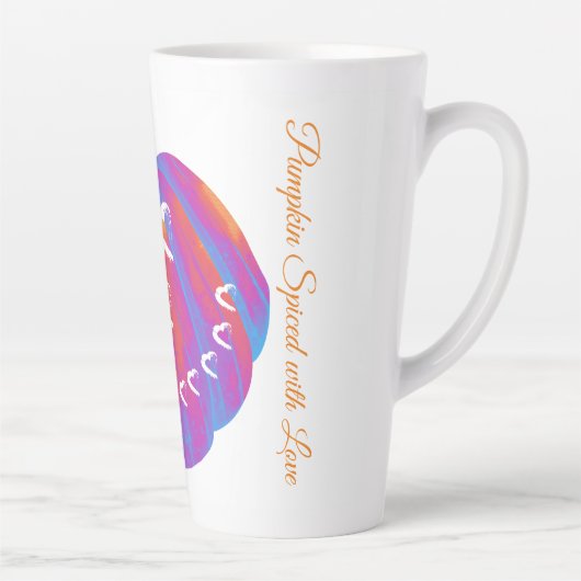 Psychedelic Pumpkin Hearts Latte Tasse (Rechts)