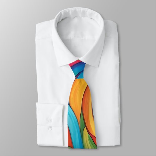 Psychedelic Rainbow Abstrakt Neck Tie Krawatte (Gebunden)