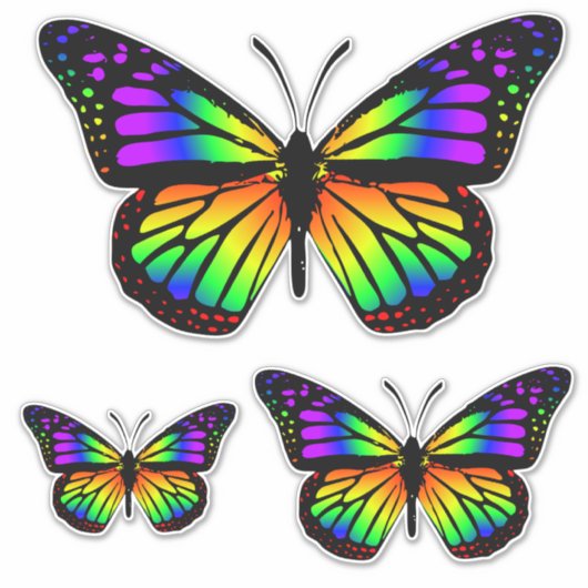 Psychedelic Rainbow Butterfly Vinyl Aufkleber (Vorderseite)