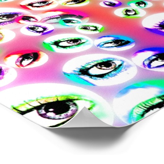 Psychedelic Rainbow Eyes Mandala Poster (Ecke)