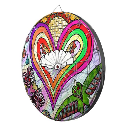 Psychedelic Rainbow Heart Art Print Dartscheibe (Vorderseite rechts)