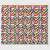 Psychedelic Rainbow Heart Art Print Geschenkpapier (Flach)