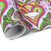 Psychedelic Rainbow Heart Art Print Geschenkpapier (Rolleneckpunkt)