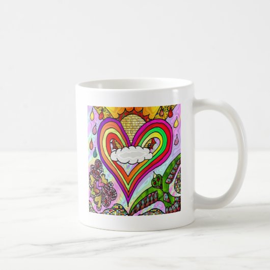 Psychedelic Rainbow Heart Art Print Kaffeetasse (Rechts)