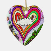 Psychedelic Rainbow Heart Art Print Keramik Ornament (Rechts)