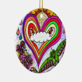 Psychedelic Rainbow Heart Art Print Keramik Ornament (Rechts)