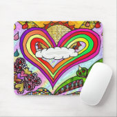 Psychedelic Rainbow Heart Art Print Mousepad (Mit Mouse)