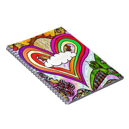 Psychedelic Rainbow Heart Art Print Notizblock (Rechte Seite)