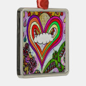 Psychedelic Rainbow Heart Art Print Ornament Aus Metall (Rechts)