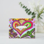 Psychedelic Rainbow Heart Art Print Postkarte (Stehend Vorderseite)