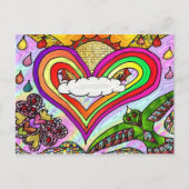 Psychedelic Rainbow Heart Art Print Postkarte (Vorderseite)