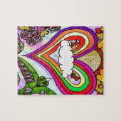 Psychedelic Rainbow Heart Art Print Puzzle (Horizontal)