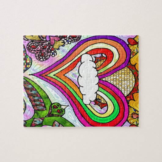 Psychedelic Rainbow Heart Art Print Puzzle (Horizontal)