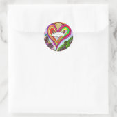 Psychedelic Rainbow Heart Art Print Runder Aufkleber (Tasche)