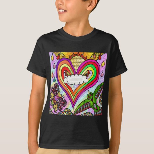 Psychedelic Rainbow Heart Art Print T-Shirt (Vorderseite)